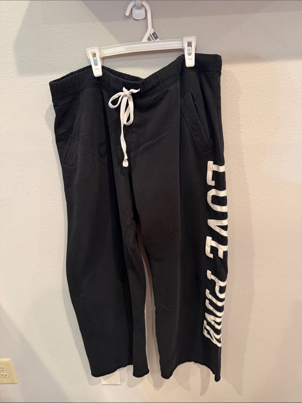 PINK Victoria's Secret Black Joggers with White Side 'LOVE PINK' Logo